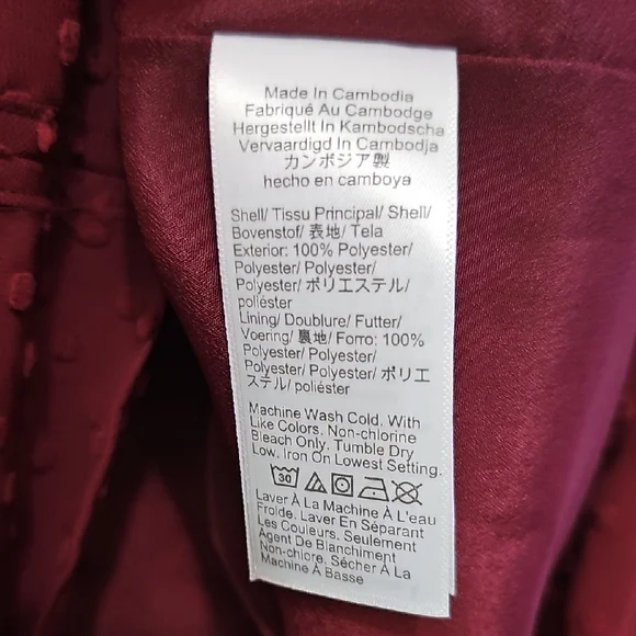 J. Crew Women's V-neck Clip-Dot Burgundy Blouse Size S - Picture 6 of 6